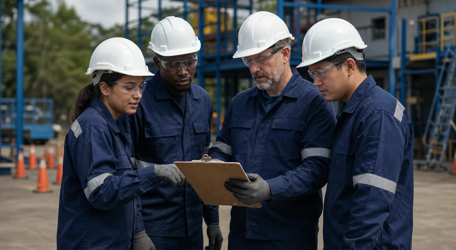 Refresher Assessment training activity in an industrial workplace.